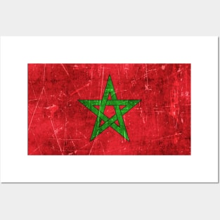 Vintage Aged and Scratched Moroccan Flag Posters and Art